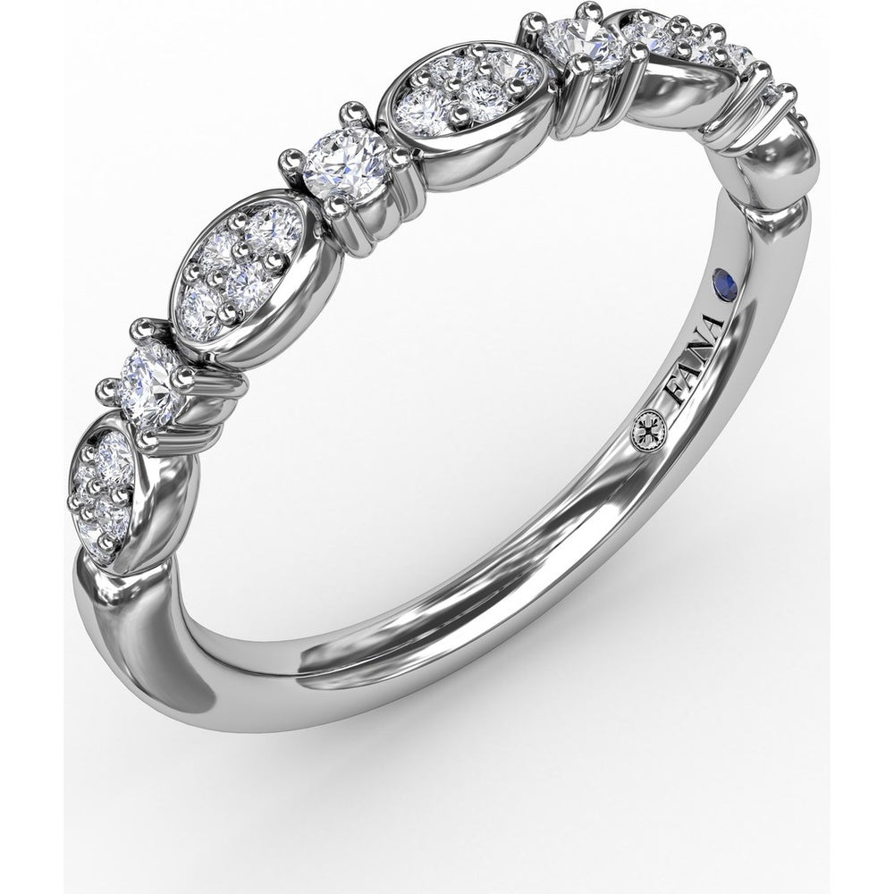 Alternating Marquise and Round Diamond Band with Pavé and Bezel Details by Fana - 0.23 Carat Total Diamond Weight