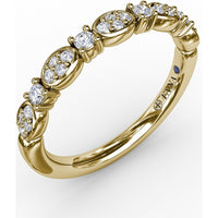 Alternating Marquise and Round Diamond Band with Pavé and Bezel Details by Fana - 0.23 Carat Total Diamond Weight
