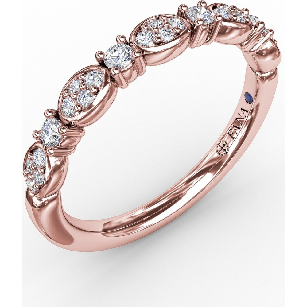 Alternating Marquise and Round Diamond Band with Pavé and Bezel Details by Fana - 0.23 Carat Total Diamond Weight