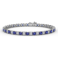 Alternating Oval Sapphire and Diamond Halo Bracelet by Fana - 7.75 Carat Total Gemstone Weight