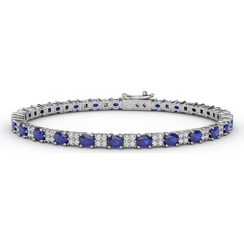 Alternating Oval Sapphire and Diamond Halo Bracelet by Fana - 7.75 Carat Total Gemstone Weight