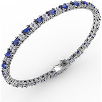 Alternating Oval Sapphire and Diamond Halo Bracelet by Fana - 7.75 Carat Total Gemstone Weight