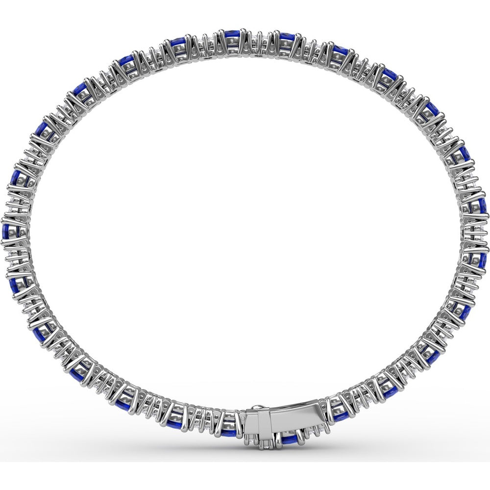 Alternating Oval Sapphire and Diamond Halo Bracelet by Fana - 7.75 Carat Total Gemstone Weight