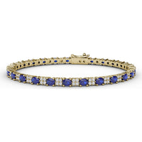 Alternating Oval Sapphire and Diamond Halo Bracelet by Fana - 7.75 Carat Total Gemstone Weight