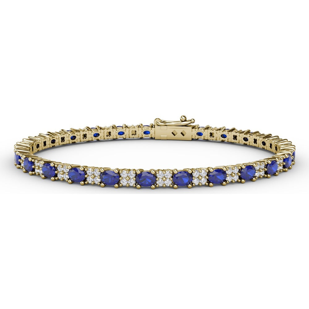 Alternating Oval Sapphire and Diamond Halo Bracelet by Fana - 7.75 Carat Total Gemstone Weight