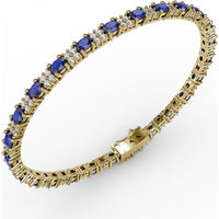 Alternating Oval Sapphire and Diamond Halo Bracelet by Fana - 7.75 Carat Total Gemstone Weight