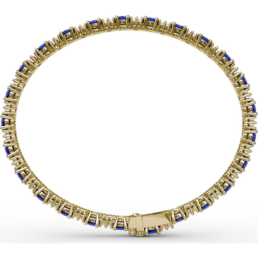 Alternating Oval Sapphire and Diamond Halo Bracelet by Fana - 7.75 Carat Total Gemstone Weight