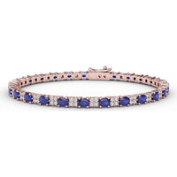 Alternating Oval Sapphire and Diamond Halo Bracelet by Fana - 7.75 Carat Total Gemstone Weight
