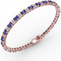 Alternating Oval Sapphire and Diamond Halo Bracelet by Fana - 7.75 Carat Total Gemstone Weight