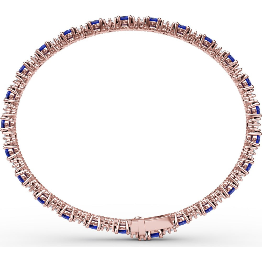 Alternating Oval Sapphire and Diamond Halo Bracelet by Fana - 7.75 Carat Total Gemstone Weight