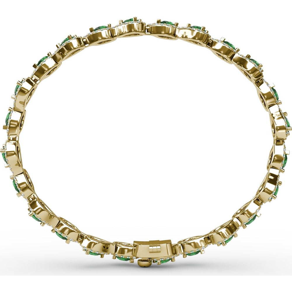 Alternating Pear Emerald and Diamond Halo Bracelet by Fana - 5.96 Carat Total Gemstone Weight