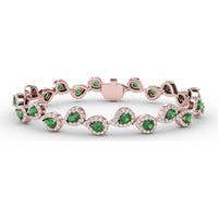 Alternating Pear Emerald and Diamond Halo Bracelet by Fana - 5.96 Carat Total Gemstone Weight