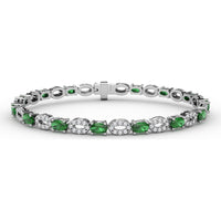 Alternating Pear Emerald and Oval Diamond Cluster Bracelet by Fana - 5.02 Carat Total Gemstone Weight