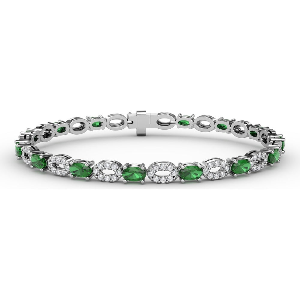 Alternating Pear Emerald and Oval Diamond Cluster Bracelet by Fana - 5.02 Carat Total Gemstone Weight