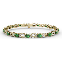 Alternating Pear Emerald and Oval Diamond Cluster Bracelet by Fana - 5.02 Carat Total Gemstone Weight