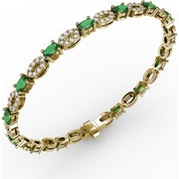Alternating Pear Emerald and Oval Diamond Cluster Bracelet by Fana - 5.02 Carat Total Gemstone Weight