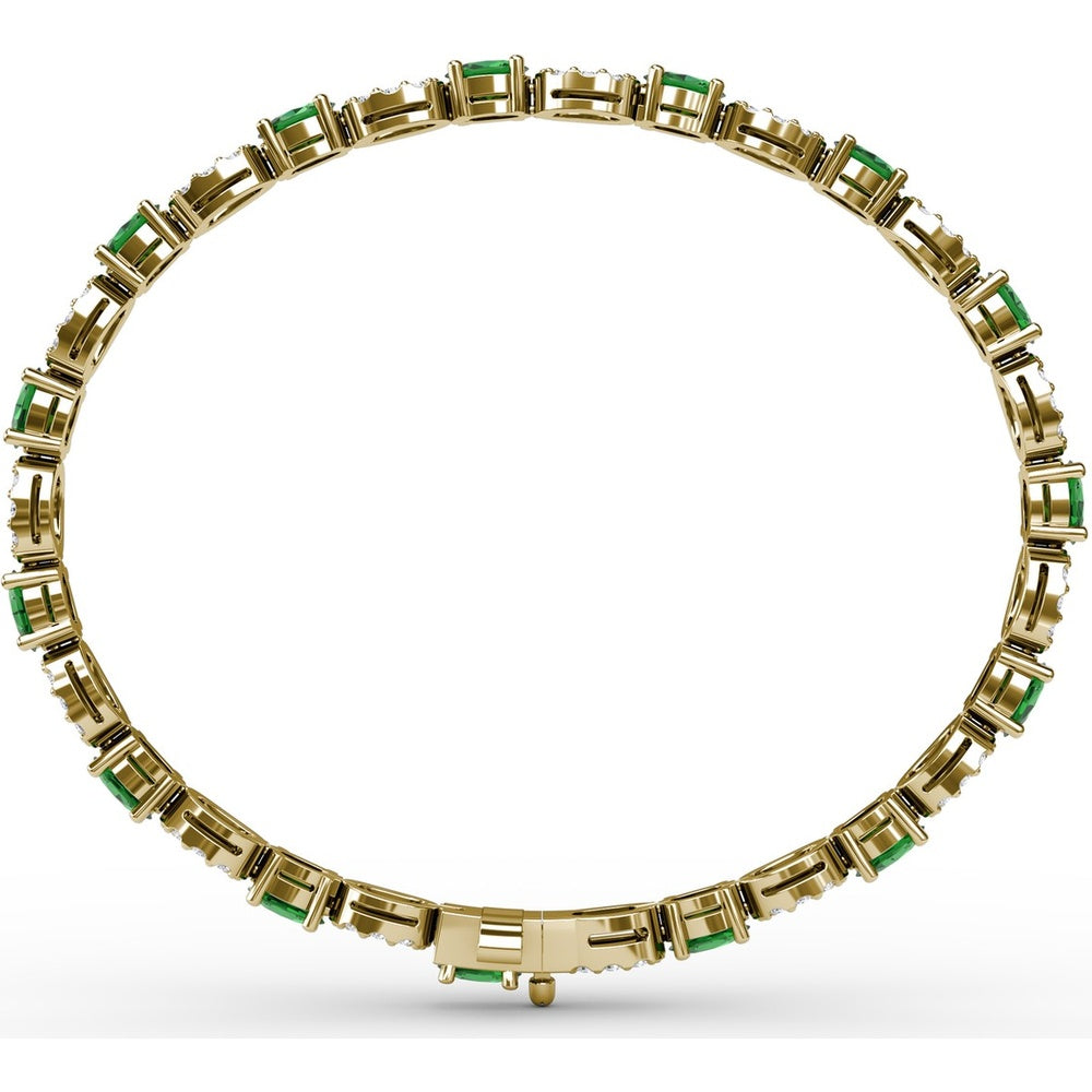 Alternating Pear Emerald and Oval Diamond Cluster Bracelet by Fana - 5.02 Carat Total Gemstone Weight