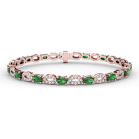 Alternating Pear Emerald and Oval Diamond Cluster Bracelet by Fana - 5.02 Carat Total Gemstone Weight