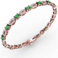 Alternating Pear Emerald and Oval Diamond Cluster Bracelet by Fana - 5.02 Carat Total Gemstone Weight