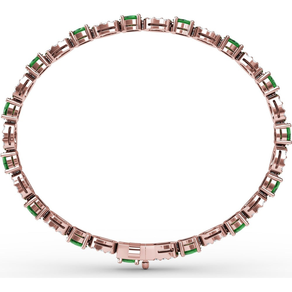 Alternating Pear Emerald and Oval Diamond Cluster Bracelet by Fana - 5.02 Carat Total Gemstone Weight