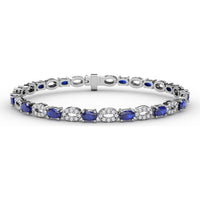Alternating Pear Sapphire and Pavé Diamond Bracelet by Fana - 7.08 Carat Total Gemstone Weight
