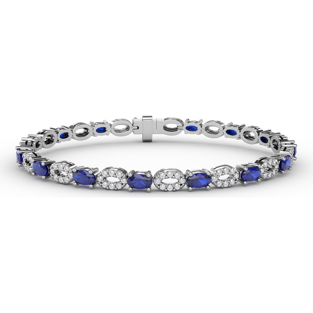 Alternating Pear Sapphire and Pavé Diamond Bracelet by Fana - 7.08 Carat Total Gemstone Weight
