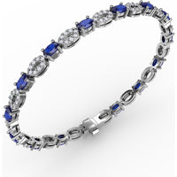 Alternating Pear Sapphire and Pavé Diamond Bracelet by Fana - 7.08 Carat Total Gemstone Weight