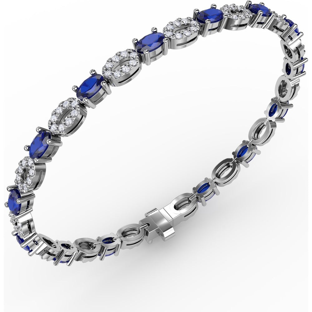 Alternating Pear Sapphire and Pavé Diamond Bracelet by Fana - 7.08 Carat Total Gemstone Weight