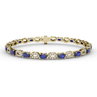 Alternating Pear Sapphire and Pavé Diamond Bracelet by Fana - 7.08 Carat Total Gemstone Weight