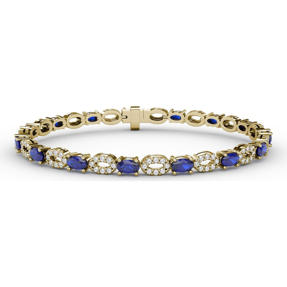 Alternating Pear Sapphire and Pavé Diamond Bracelet by Fana - 7.08 Carat Total Gemstone Weight