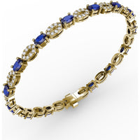 Alternating Pear Sapphire and Pavé Diamond Bracelet by Fana - 7.08 Carat Total Gemstone Weight