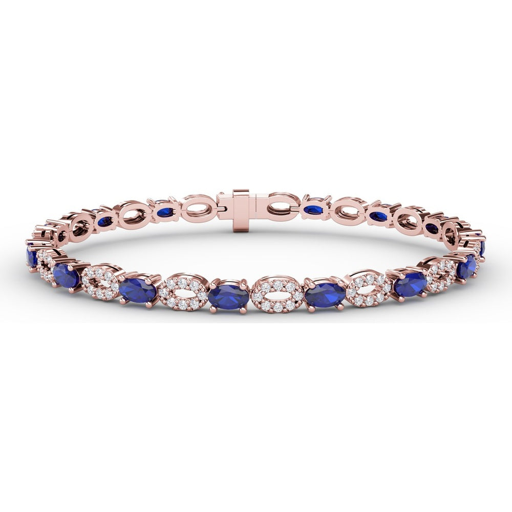 Alternating Pear Sapphire and Pavé Diamond Bracelet by Fana - 7.08 Carat Total Gemstone Weight