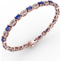 Alternating Pear Sapphire and Pavé Diamond Bracelet by Fana - 7.08 Carat Total Gemstone Weight