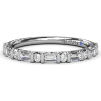 Alternating Round and Emerald Cut Diamond Band with Bar Settings by Fana - 0.39 Carat Total Diamond Weight