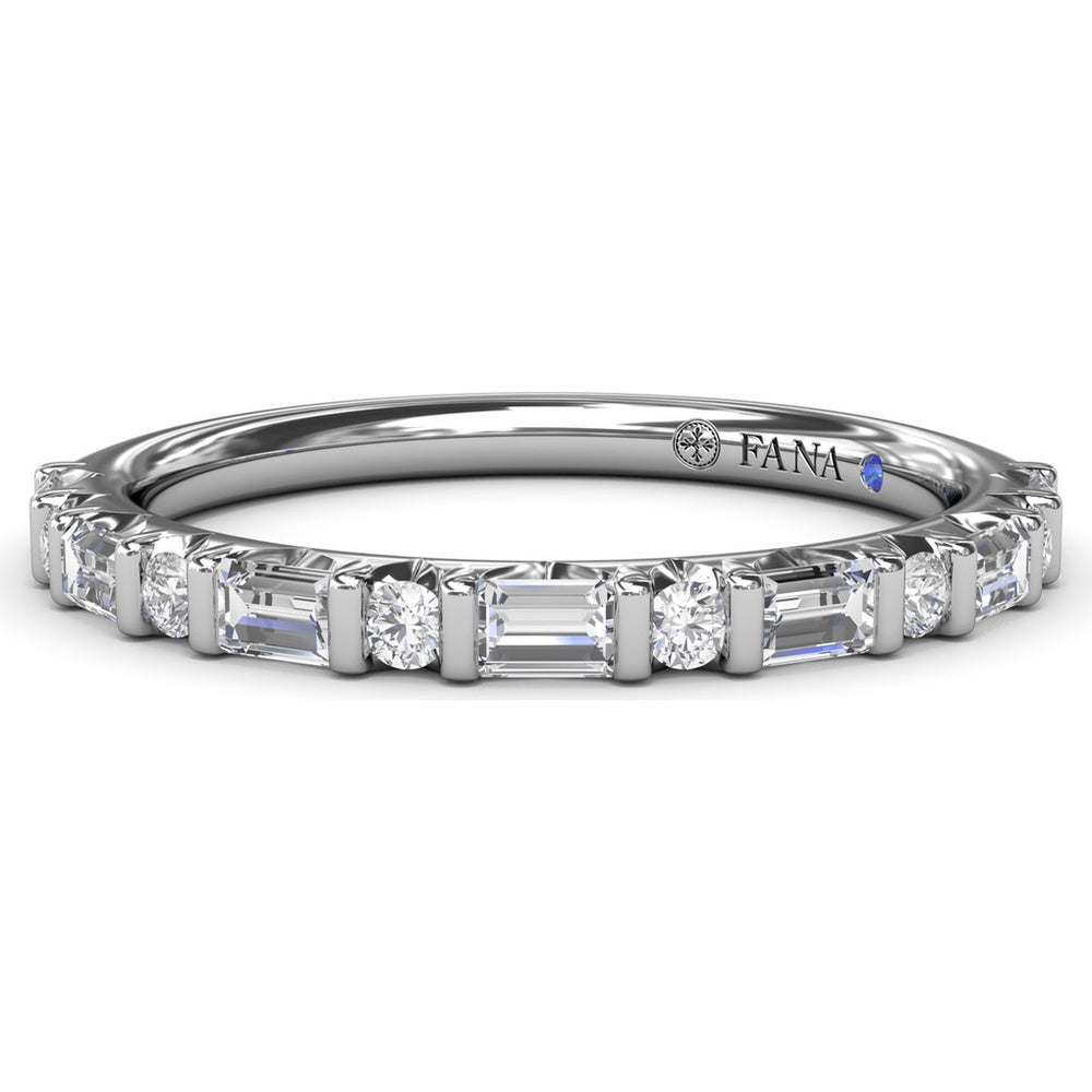 Alternating Round and Emerald Cut Diamond Band with Bar Settings by Fana - 0.39 Carat Total Diamond Weight