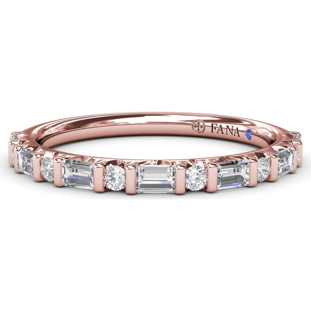 Alternating Round and Emerald Cut Diamond Band with Bar Settings by Fana - 0.39 Carat Total Diamond Weight