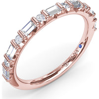 Alternating Round and Emerald Cut Diamond Band with Bar Settings by Fana - 0.39 Carat Total Diamond Weight