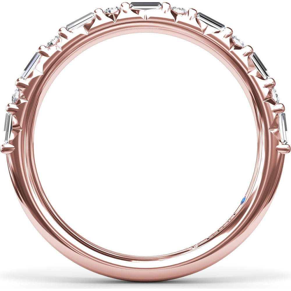 Alternating Round and Emerald Cut Diamond Band with Bar Settings by Fana - 0.39 Carat Total Diamond Weight