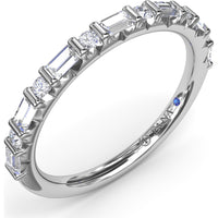 Alternating Round and Emerald Cut Diamond Band with Bar Settings by Fana - 0.39 Carat Total Diamond Weight