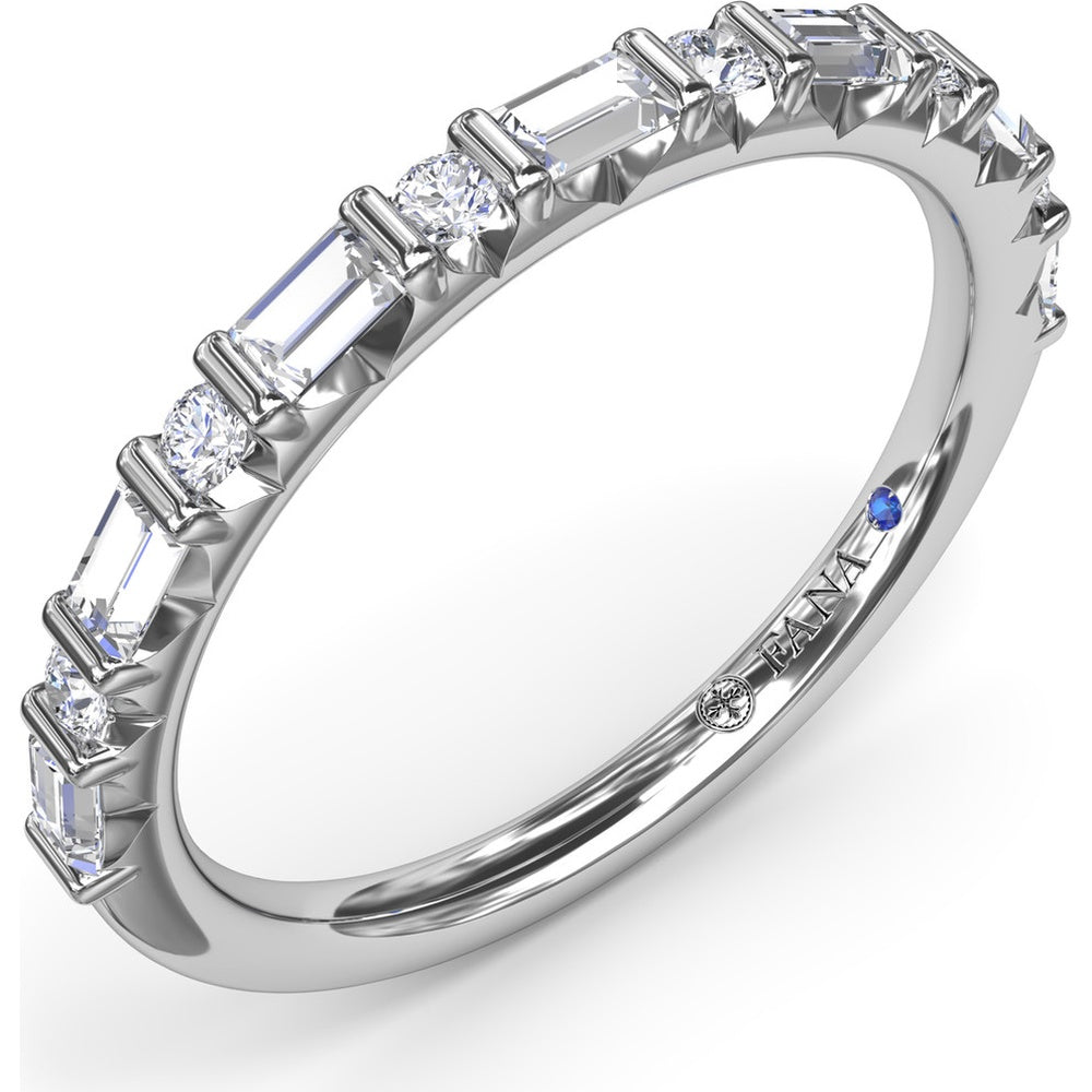 Alternating Round and Emerald Cut Diamond Band with Bar Settings by Fana - 0.39 Carat Total Diamond Weight