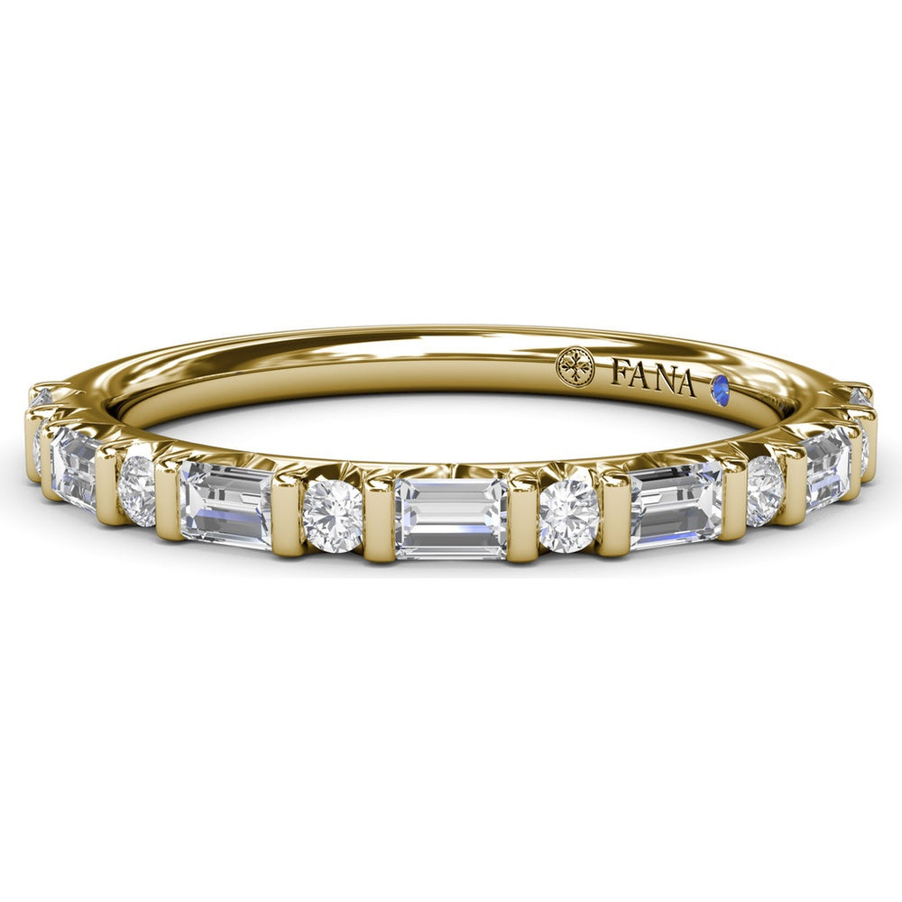 Alternating Round and Emerald Cut Diamond Band with Bar Settings by Fana - 0.39 Carat Total Diamond Weight