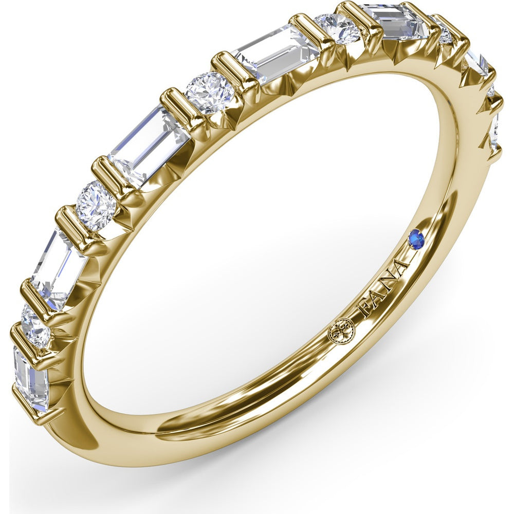 Alternating Round and Emerald Cut Diamond Band with Bar Settings by Fana - 0.39 Carat Total Diamond Weight