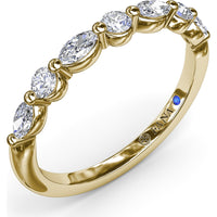 Alternating Round and Marquise Diamond Wedding Band by Fana - 0.47 Carat Total Diamond Weight