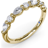 Alternating Round and Teardrop Diamond Wedding Band by Fana - 0.52 Carat Total Diamond Weight
