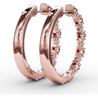 Alternating Round Ruby and Diamond Hoop Earrings by Fana - 1.10 Carat Total Gemstone Weight