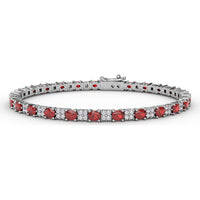 Alternating Round Ruby and Pavé Diamond Tennis Bracelet by Fana - 7.75 Carat Total Gemstone Weight