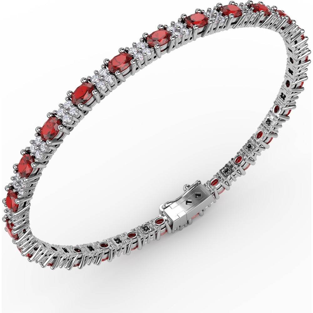 Alternating Round Ruby and Pavé Diamond Tennis Bracelet by Fana - 7.75 Carat Total Gemstone Weight