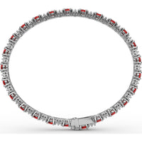 Alternating Round Ruby and Pavé Diamond Tennis Bracelet by Fana - 7.75 Carat Total Gemstone Weight