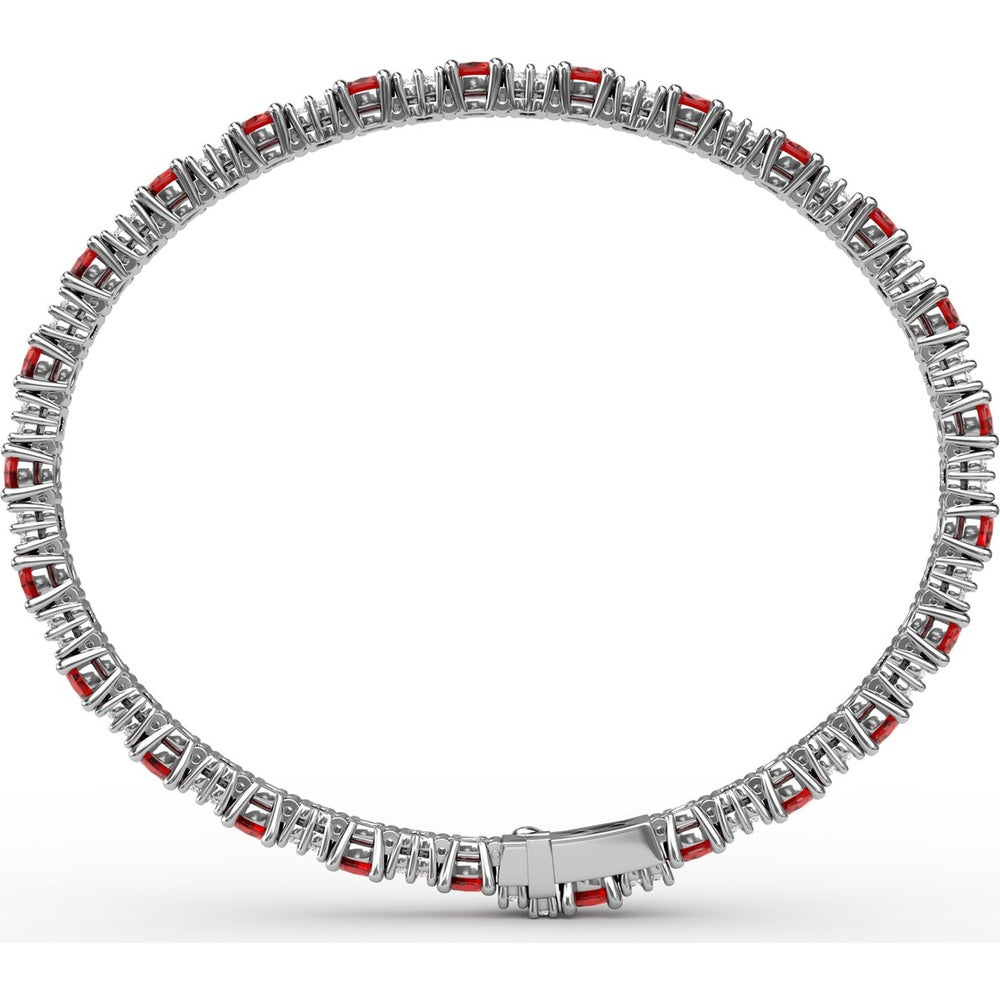 Alternating Round Ruby and Pavé Diamond Tennis Bracelet by Fana - 7.75 Carat Total Gemstone Weight