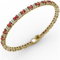 Alternating Round Ruby and Pavé Diamond Tennis Bracelet by Fana - 7.75 Carat Total Gemstone Weight